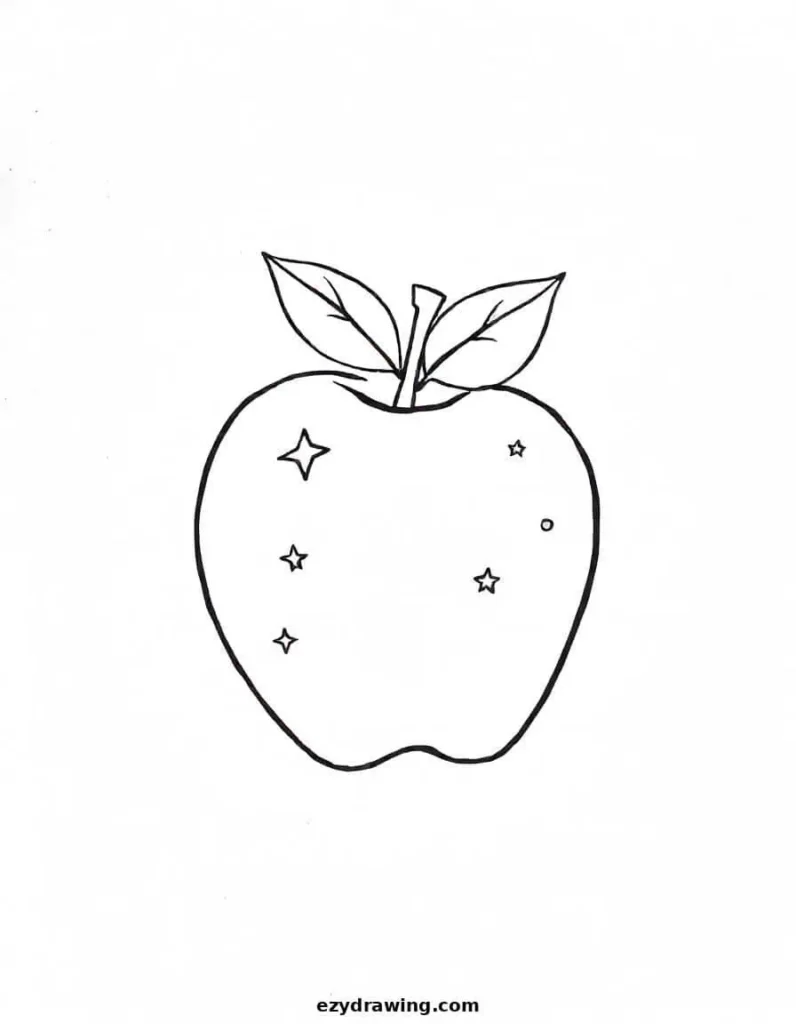 Apple with a stem and two leaves, emphasizing natural balance
