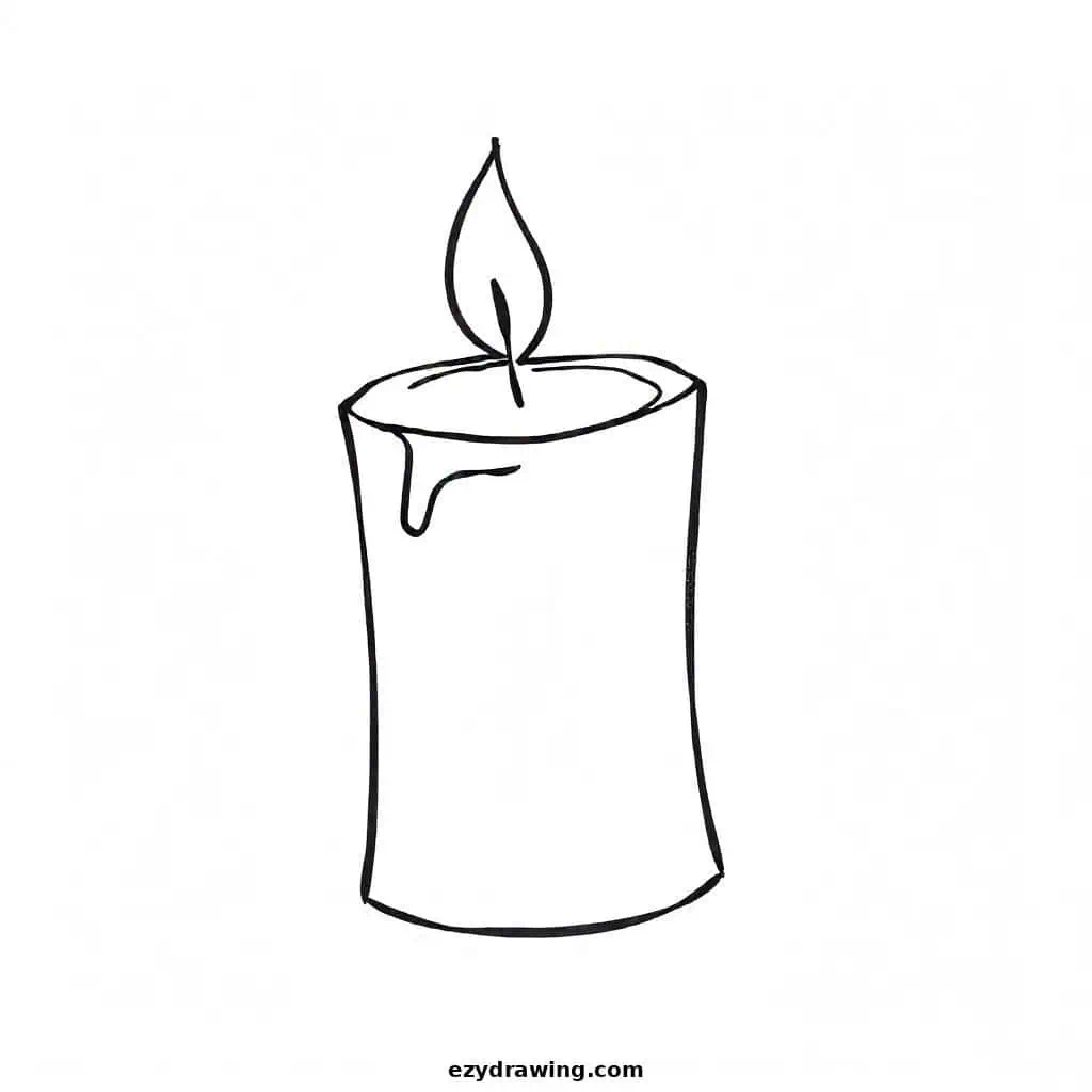 Short, rounded candle with a wide flame and a cozy, compact appearance.
