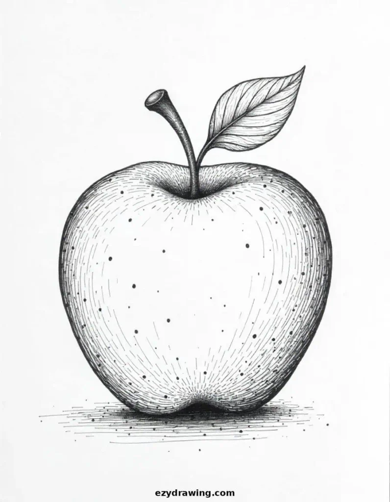 Apple with tiny dots scattered across the surface for texture
