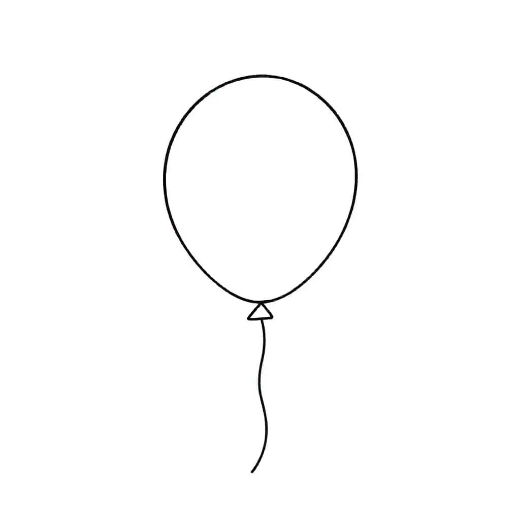 Floating balloon with a tied string simple and fun drawing idea
