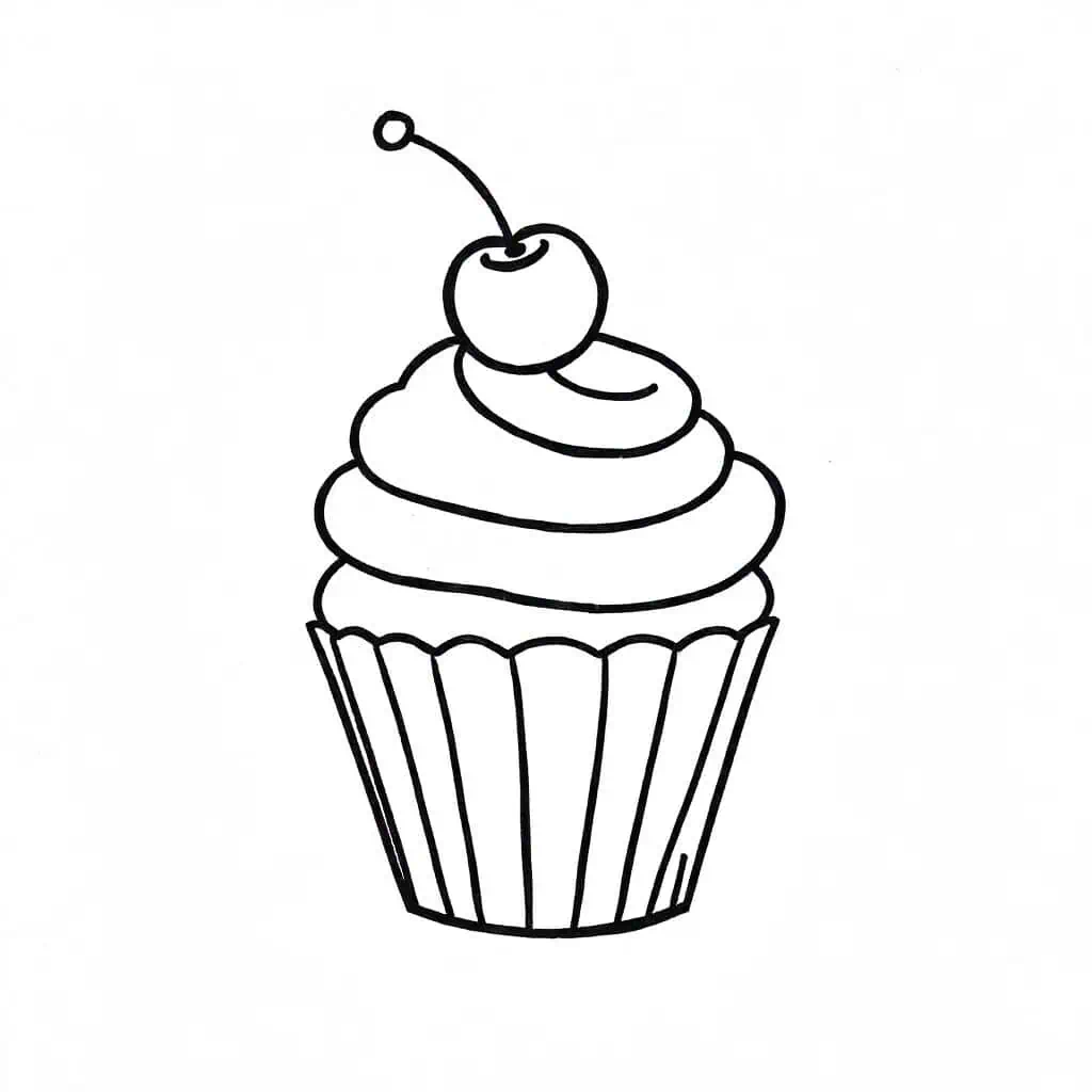 Simple cupcake illustration with a swirl of frosting on top
