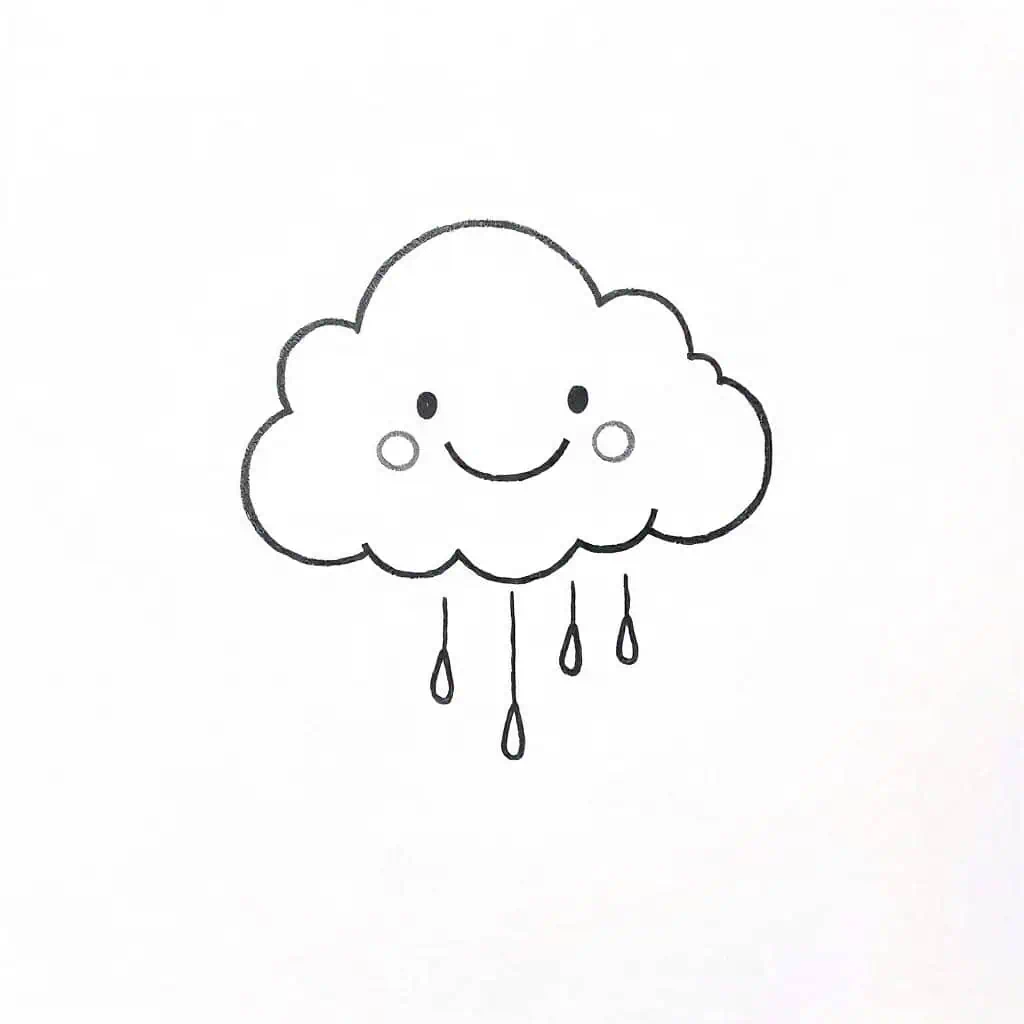 Happy cloud drawing with a cheerful smile perfect for kids and beginners
