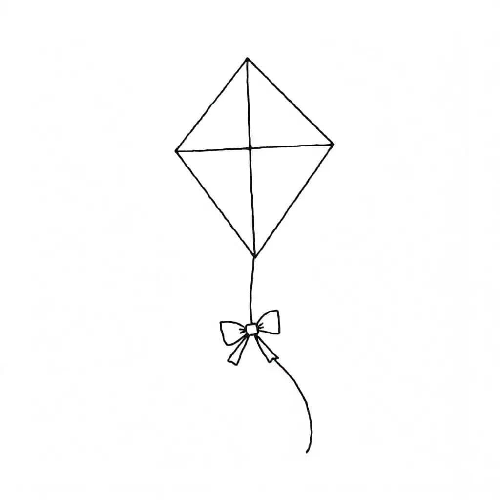 Flying kite with a diamond shape and a long tail fun to sketch
