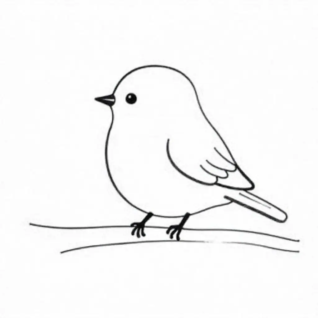 Minimalist bird with a tiny tail ideal for simple and quick sketches
