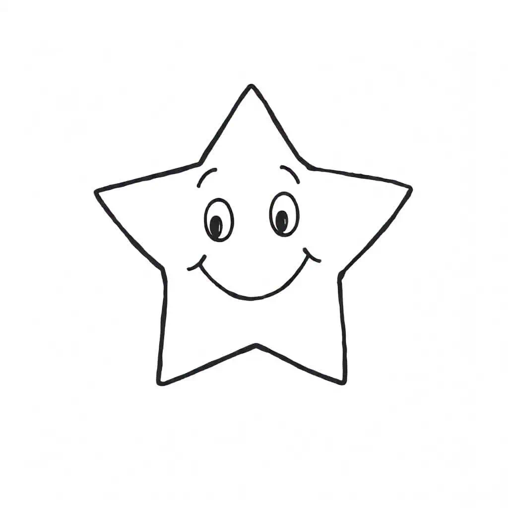 Playful smiling star sketch with big eyes and a happy vibe great for beginners
