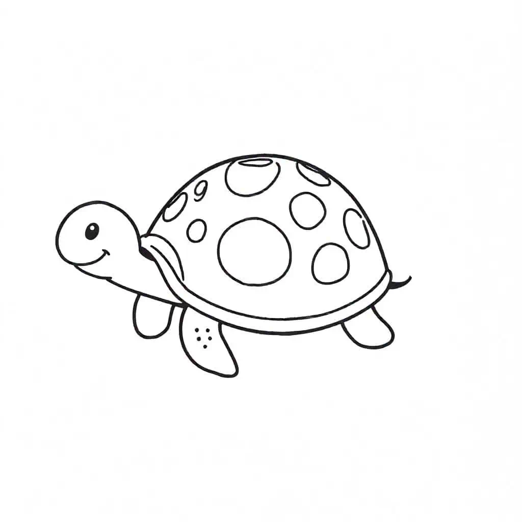 Happy turtle with a detailed shell and a cheerful face great for beginners
