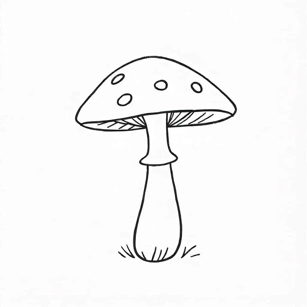 Charming mushroom drawing with a rounded cap great for beginners
