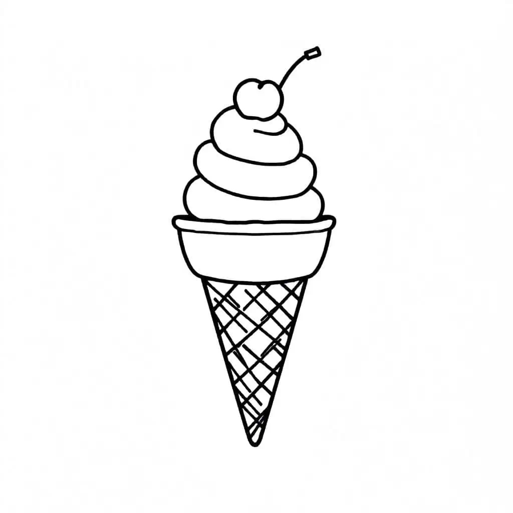 Cute ice cream cone with a single scoop perfect for fun and easy drawings
