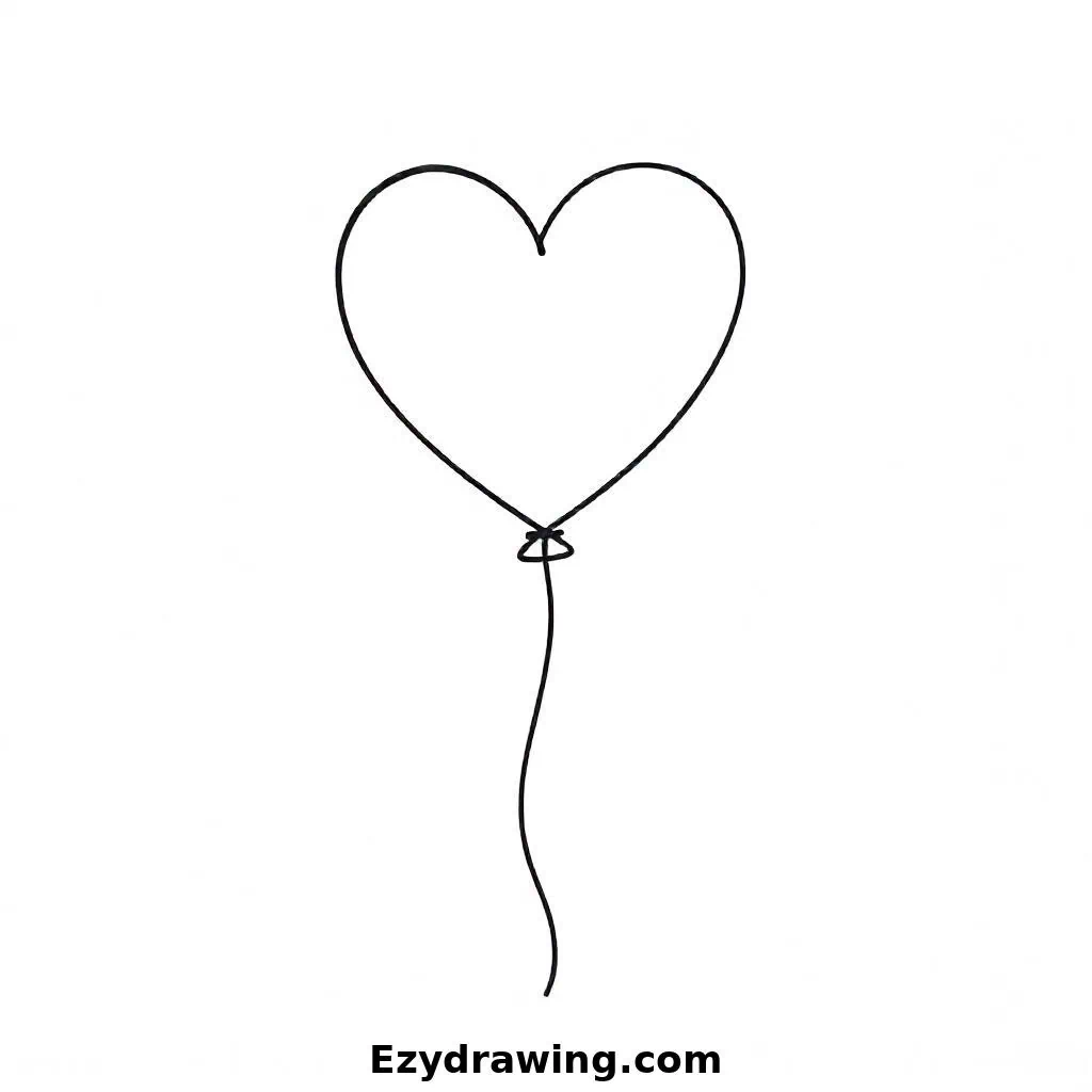 A simple heart-shaped balloon with a curved string, creating a soft and romantic floating effect