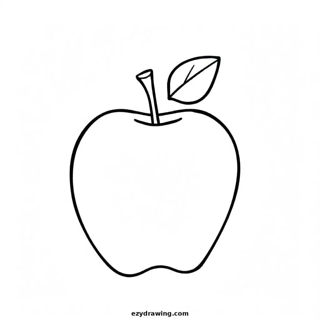 Simple apple outline with a clean and minimalist design
