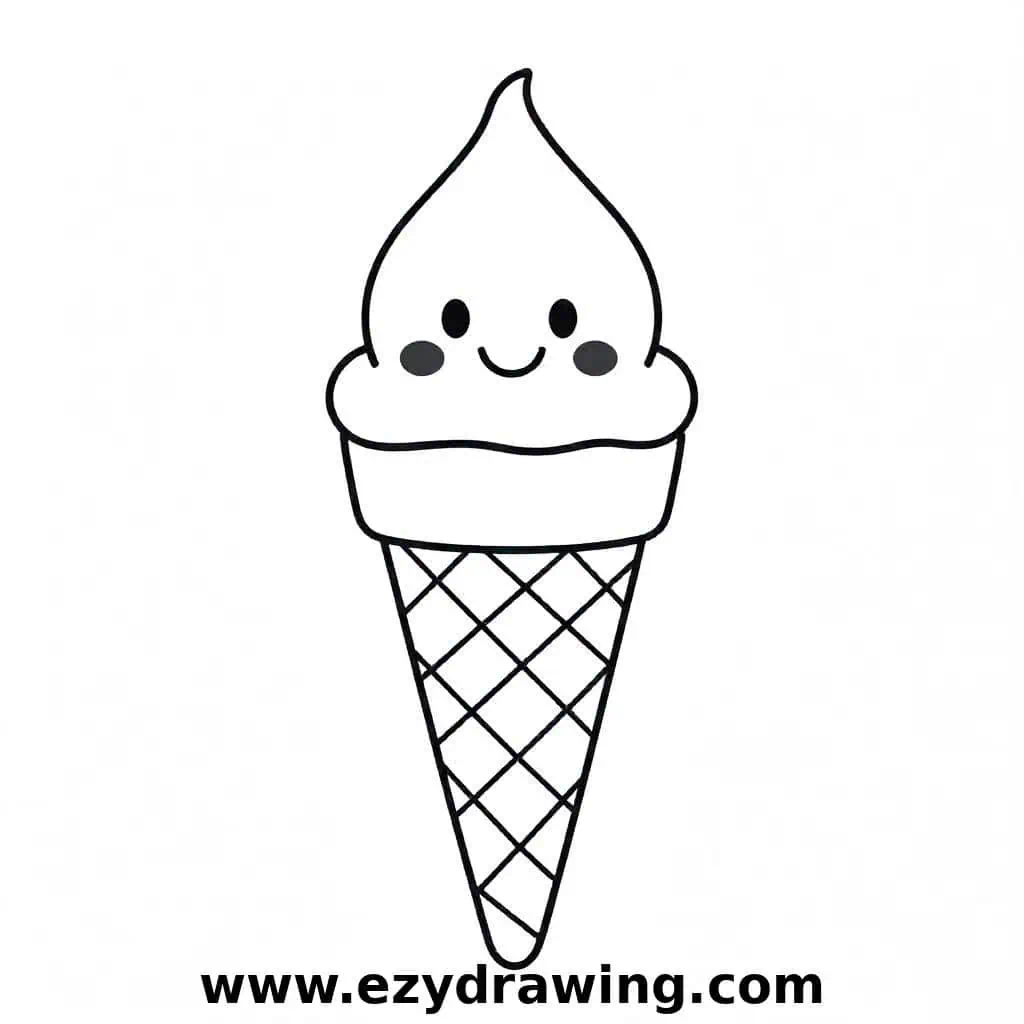 Ice cream cone with a smiling face and wavy edges for a fun, friendly look.
