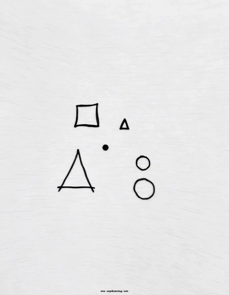  straightforward drawing of basic geometric shapes like squares, triangles, and circles, great for beginners practicing fundamentals.