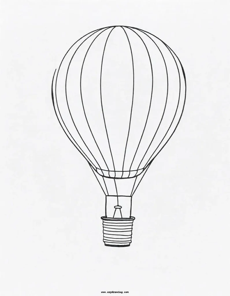  basic drawing of a hot air balloon, perfect for practicing vertical and curved lines in a creative design.