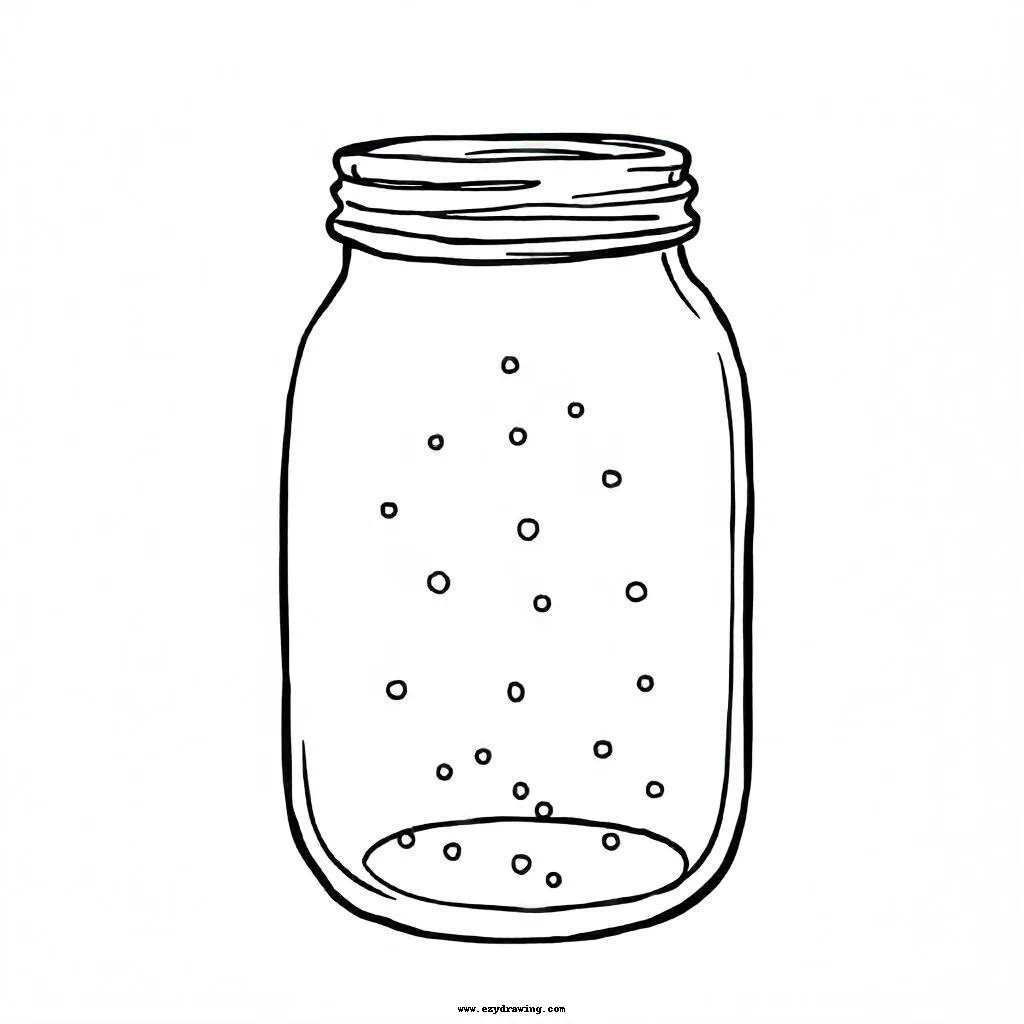 A simple and elegant drawing of a glass bottle with a stopper, ideal for learning how to sketch rounded shapes.