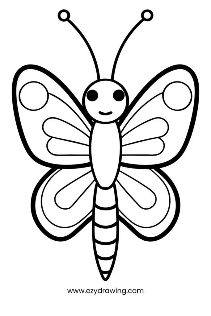 Butterfly with smooth wings, lovely for springtime and nature sketching fun—perfect addition to your things to draw collection.