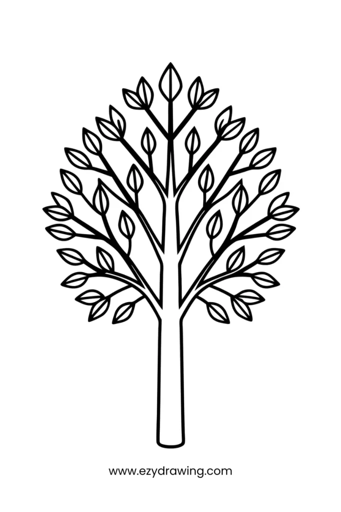 Simple tree drawing with geometric branches—perfect as an easy thing to draw for kids learning nature shapes.