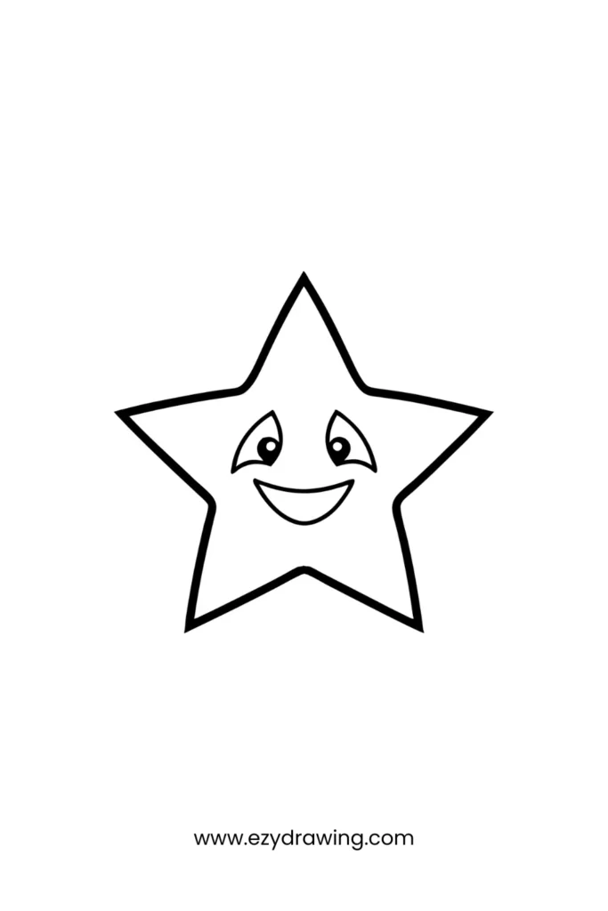 Happy star with a cute expression, great for learning easy things to draw for night sky lovers.