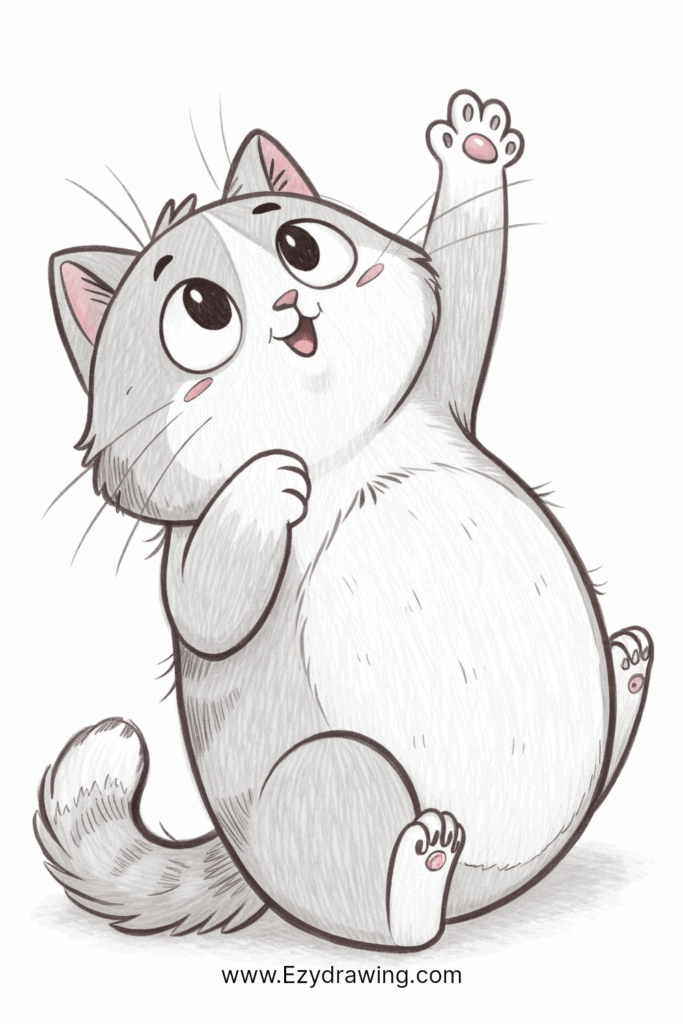 Fat Cat Drawing Funny Sketch