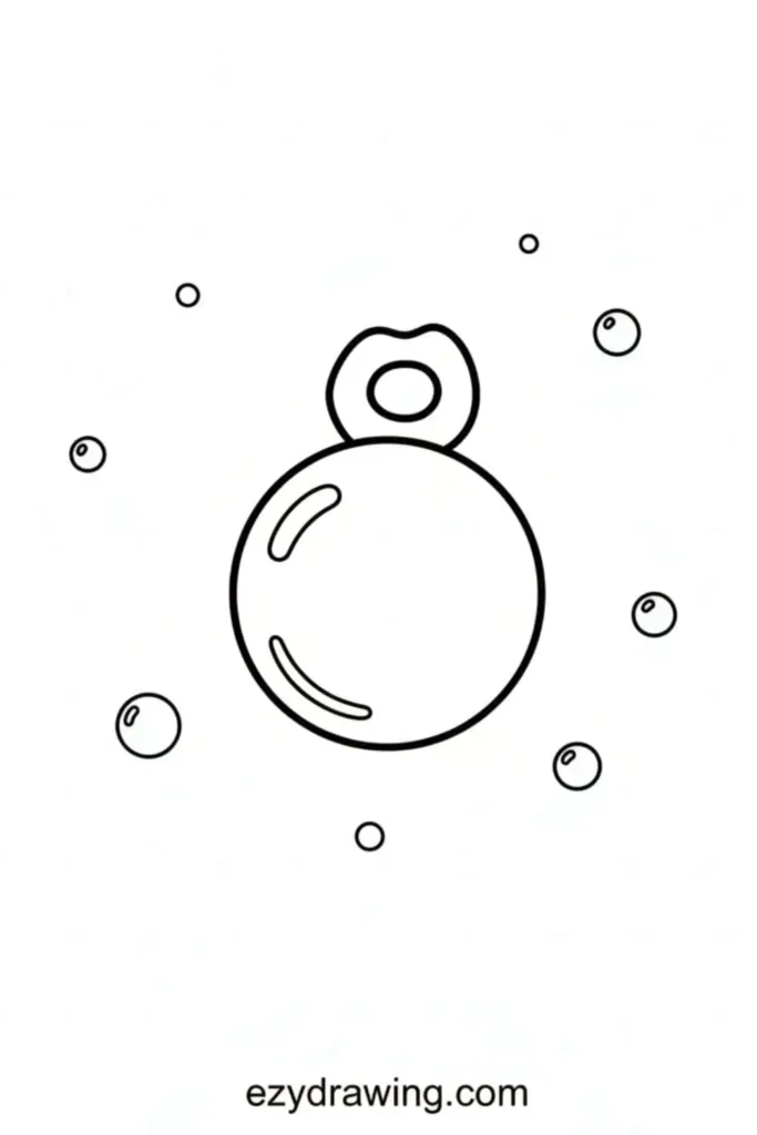 Cute drawing of lips blowing a big bubble surrounded by small floating bubbles
