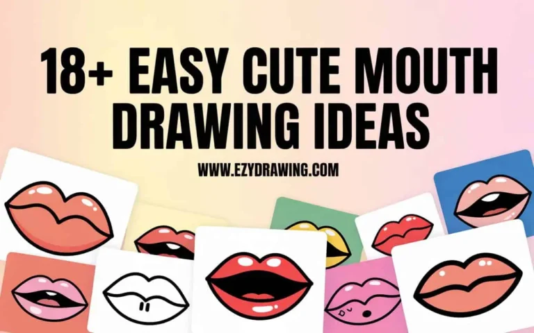 Cute mouth drawing ideas collage with colorful cartoon lip illustrations and bold title text
