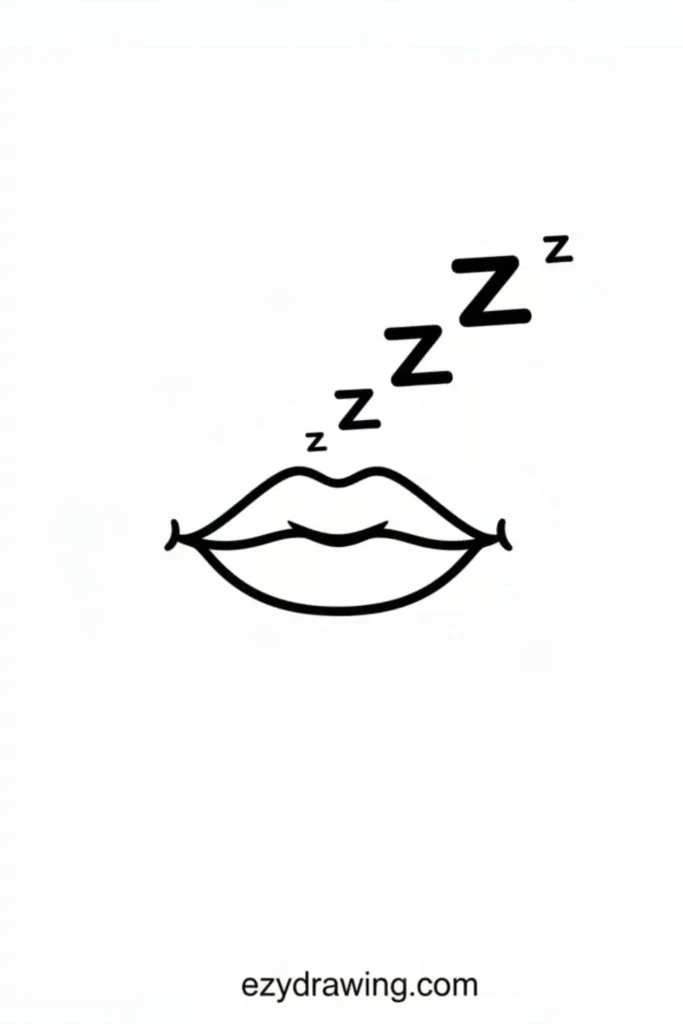 Cute sleeping mouth drawing with closed lips and Z symbols showing a peaceful snooze