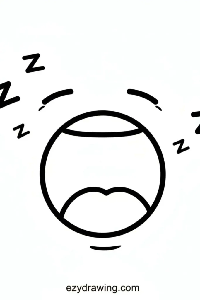 Cute yawning mouth drawing with Z symbols and sleepy expression details