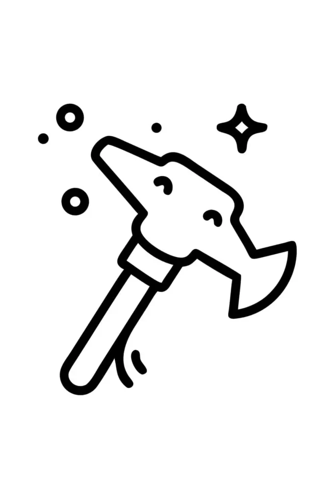 Simple cute hammerhead shark drawing with smiling face and bubbles around, perfect easy kawaii art for kids to color.