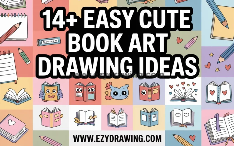 14+ easy cute book art drawing ideas with simple doodles, colorful backgrounds, and fun beginner-friendly sketches for kids