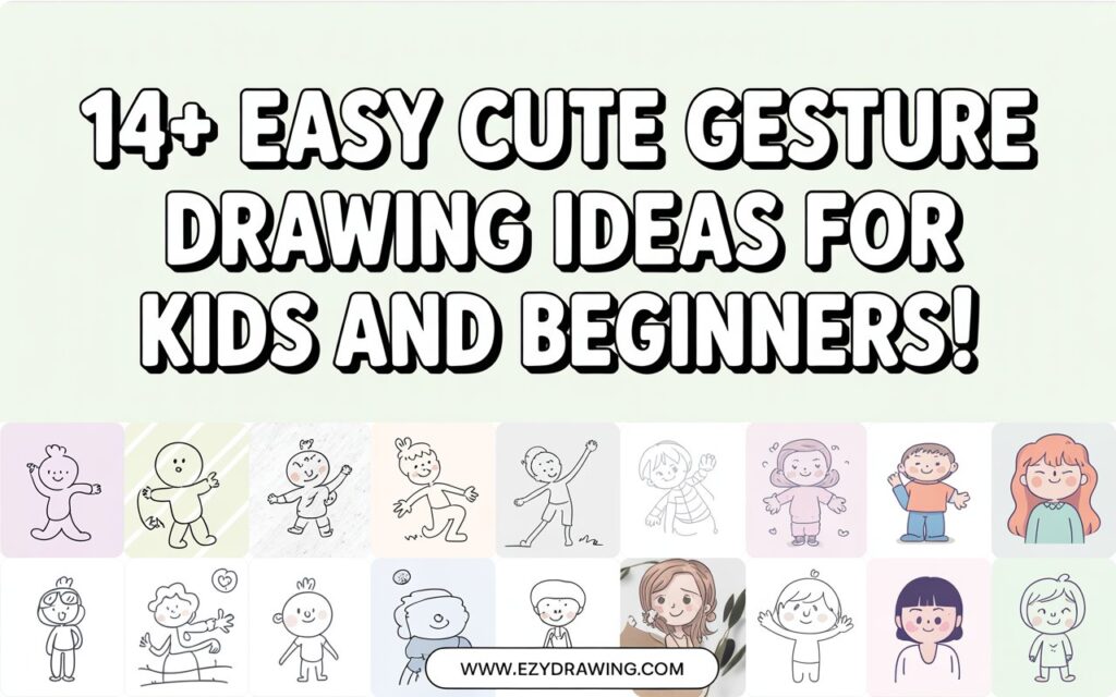 14+ easy cute gesture drawing ideas for kids and beginners with simple figures and expressive poses in pastel style