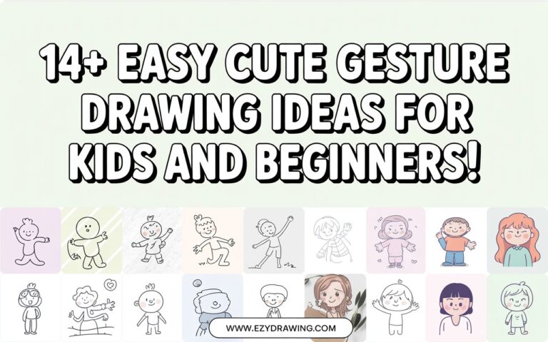 14+ easy cute gesture drawing ideas for kids and beginners with simple figures and expressive poses in pastel style