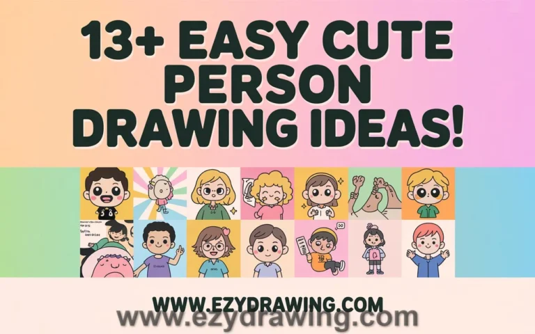 13+ easy cute person drawing ideas banner with colorful cartoon kids and ezydrawing website text