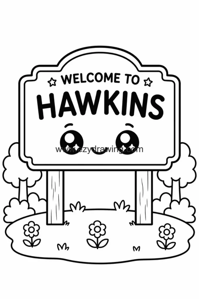 Hawkins Sign at the Town Entrance 1