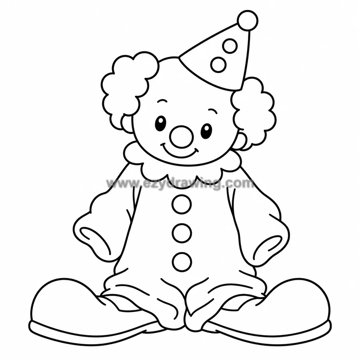 baby clown in an oversized costume