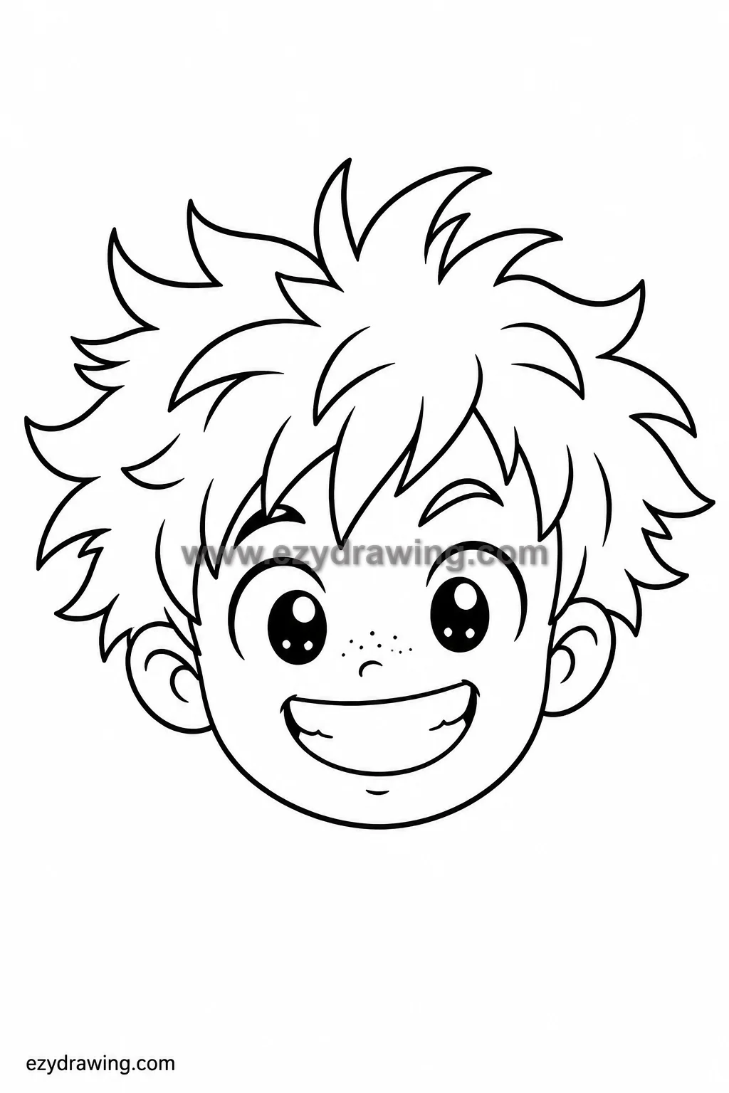 12+ Easy Cute Head Drawing Ideas for Kids 4 boy head with messy spiky hair