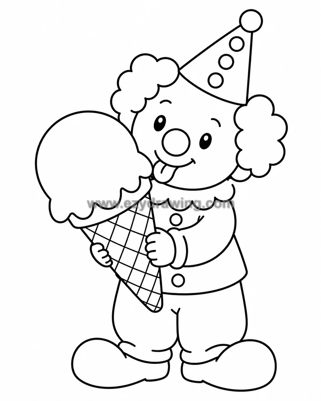 clown eating a giant ice cream