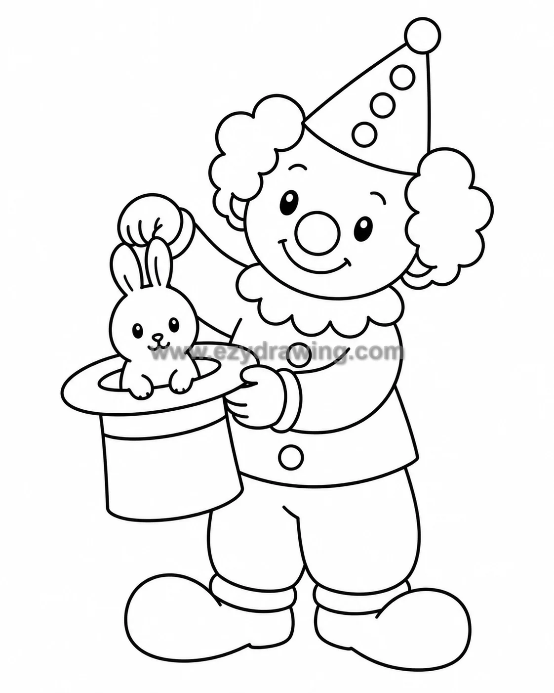 clown magician pulling a rabbit