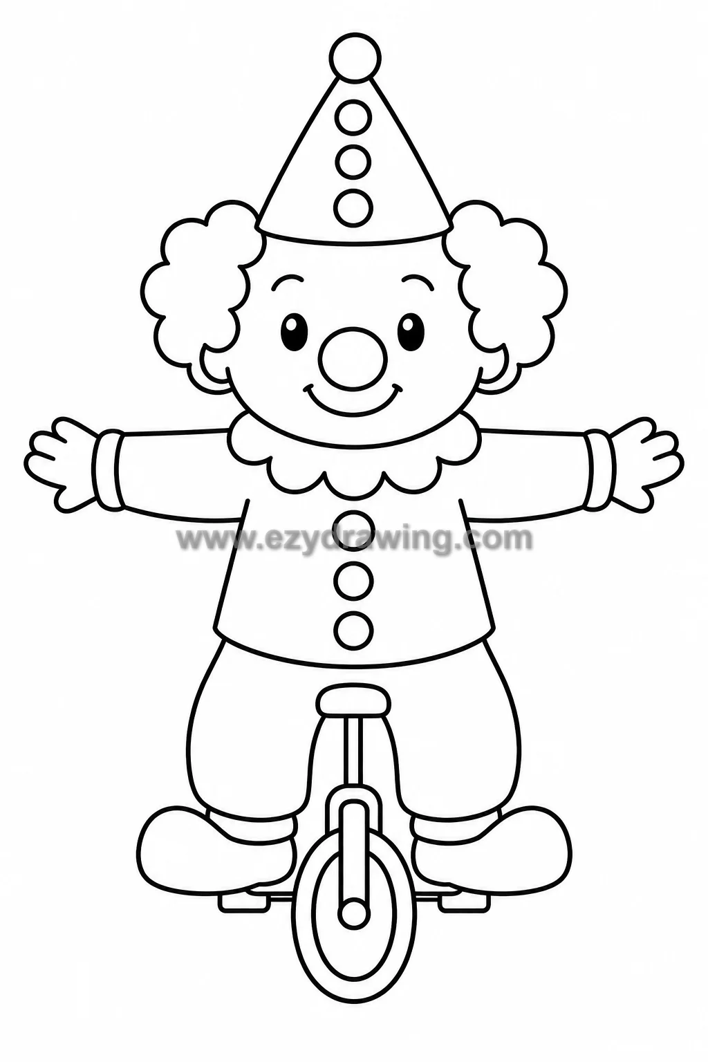 clown riding a tiny unicycle