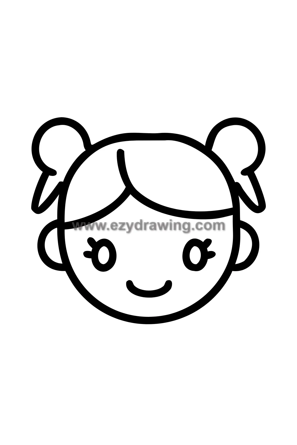 12+ Easy Cute Head Drawing Ideas for Kids 3 girl head with pigtails and bow