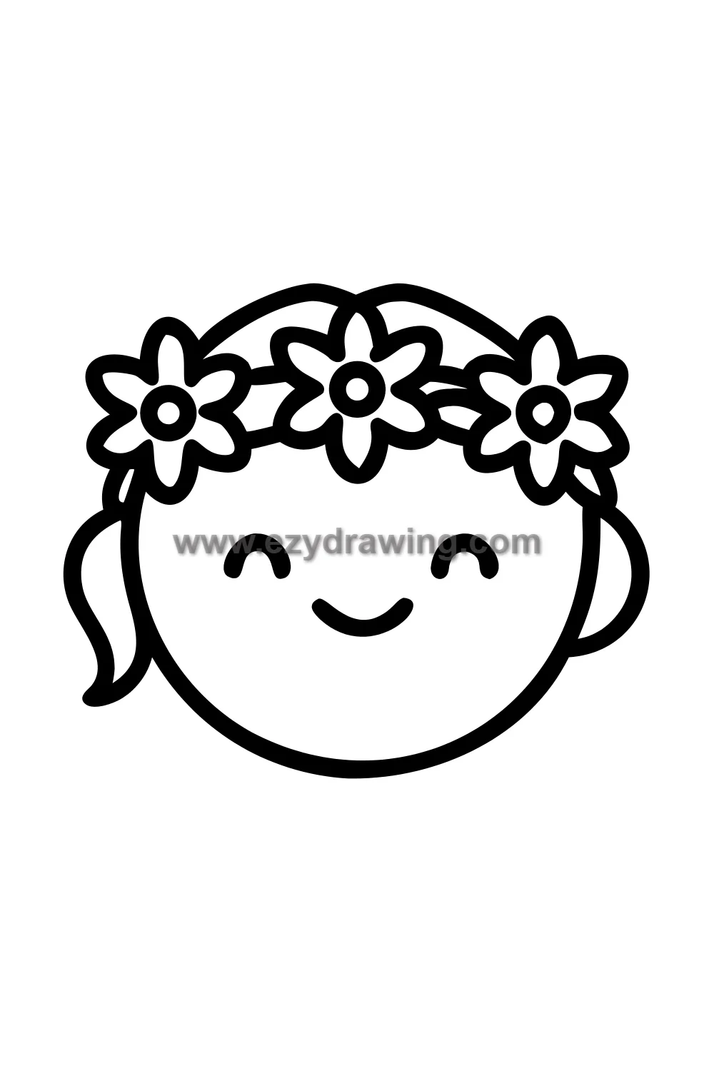 12+ Easy Cute Head Drawing Ideas for Kids 7 head wearing a flower crown