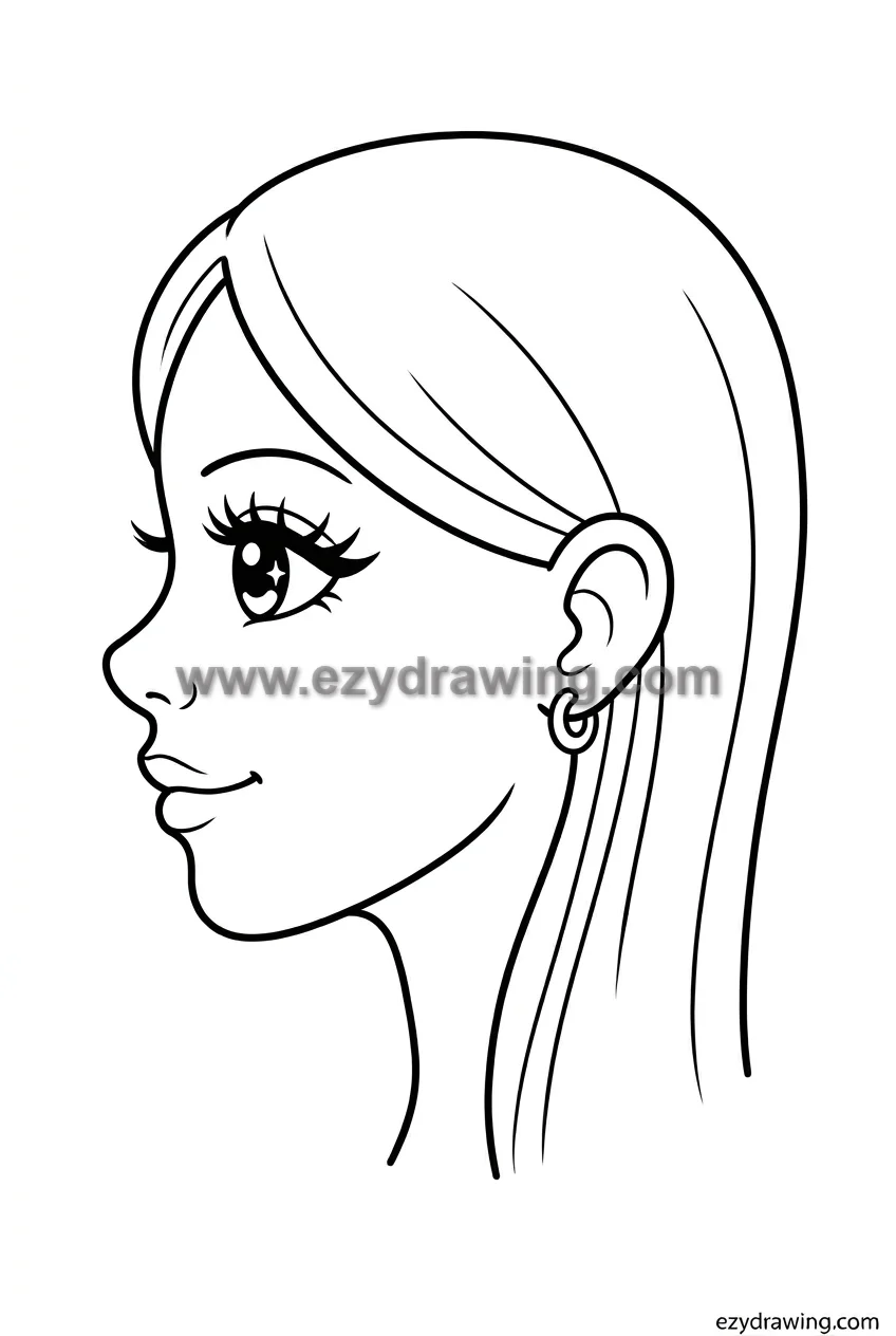 12+ Easy Cute Head Drawing Ideas for Kids 11 side profile head drawing