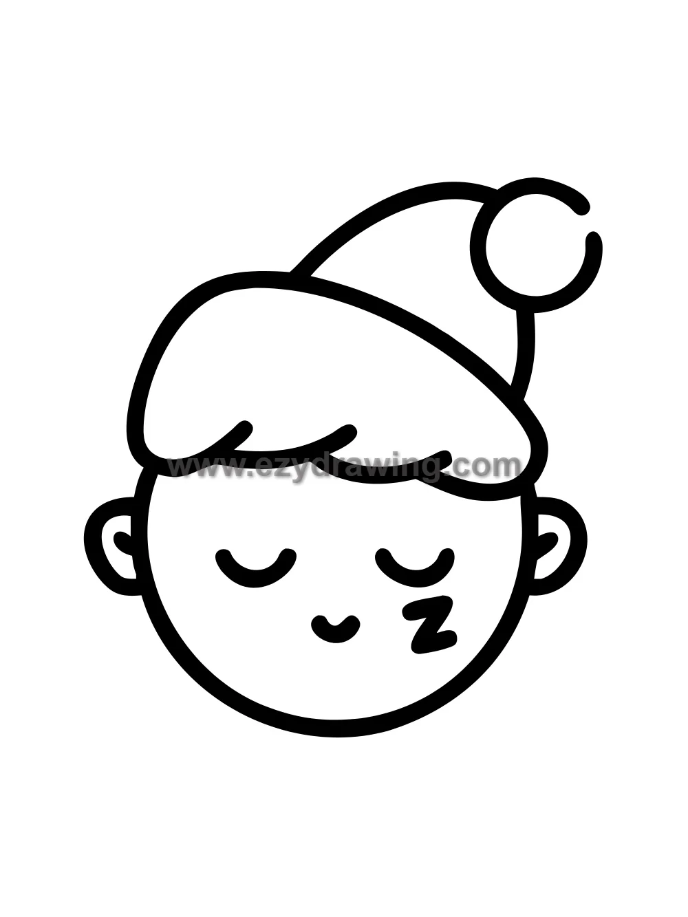 12+ Easy Cute Head Drawing Ideas for Kids 5 sleepy head with closed eyes