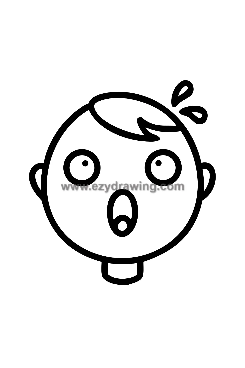 12+ Easy Cute Head Drawing Ideas for Kids 6 surprised face with big eyes