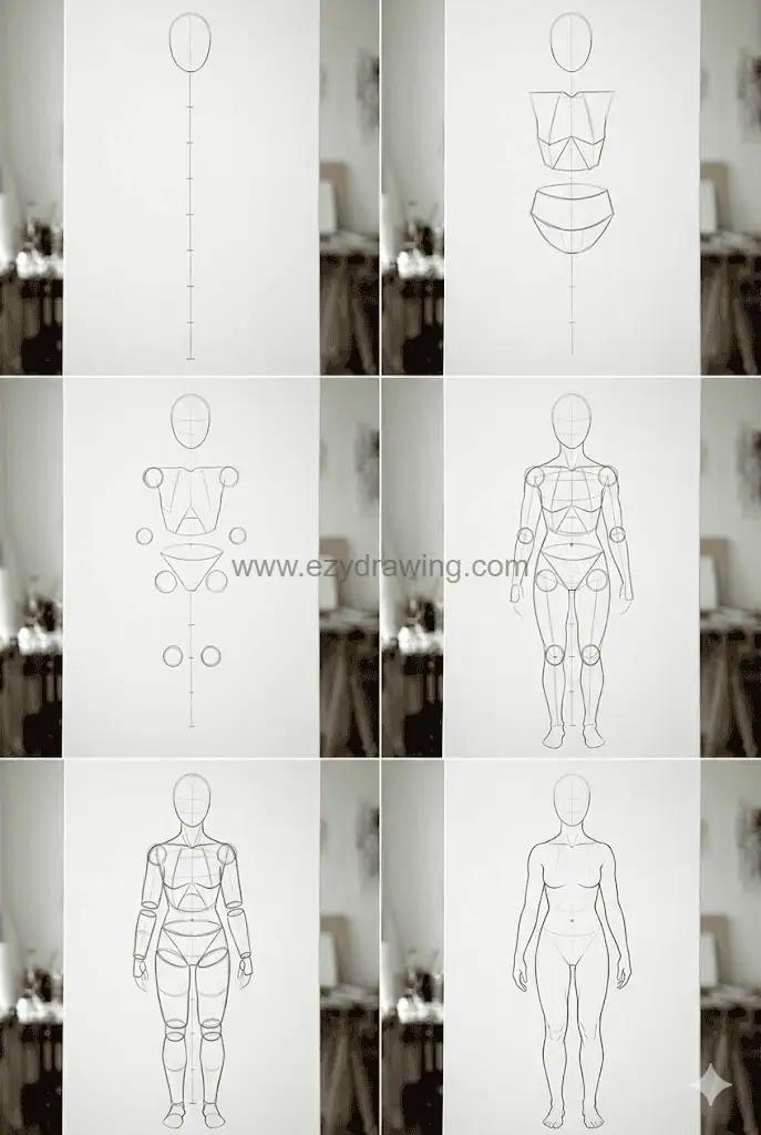How To Draw Bodies Easy Stunning Beginner Sketch Guide 8 How To Draw Bodies full step guide showing body axis, torso shapes, joints, limb volume, and final figure sketch.