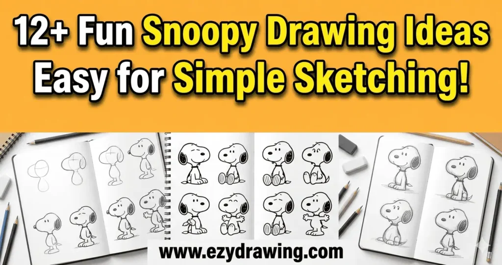 12+ Fun Snoopy Drawing Ideas Easy for simple sketching with cute step by step dog doodles on paper