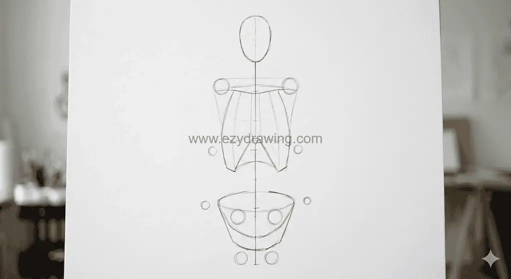 How To Draw Bodies Easy Stunning Beginner Sketch Guide 4 How To Draw Bodies step three showing shoulder, hip, elbow, knee, and ankle joint circles on a figure guide.
