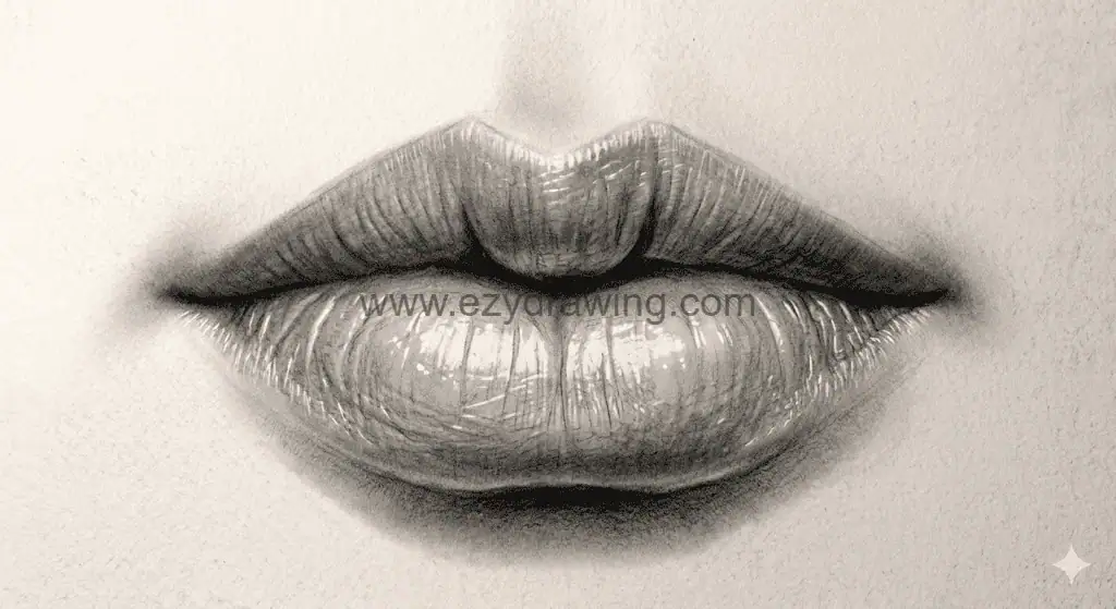 How To Draw Lips Cute Creative Drawing Guide 7 How To Draw Lips final step showing polished shading, highlights, fine texture, and realistic pencil lip details.