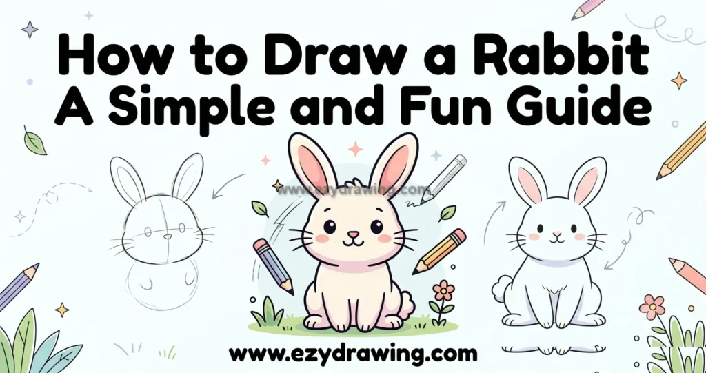 How to Draw a Rabbit A Simple and Fun Guide 13 How to Draw a Rabbit with a cute step by step sketch, featuring simple bunny drawing stages and an adorable finished rabbit