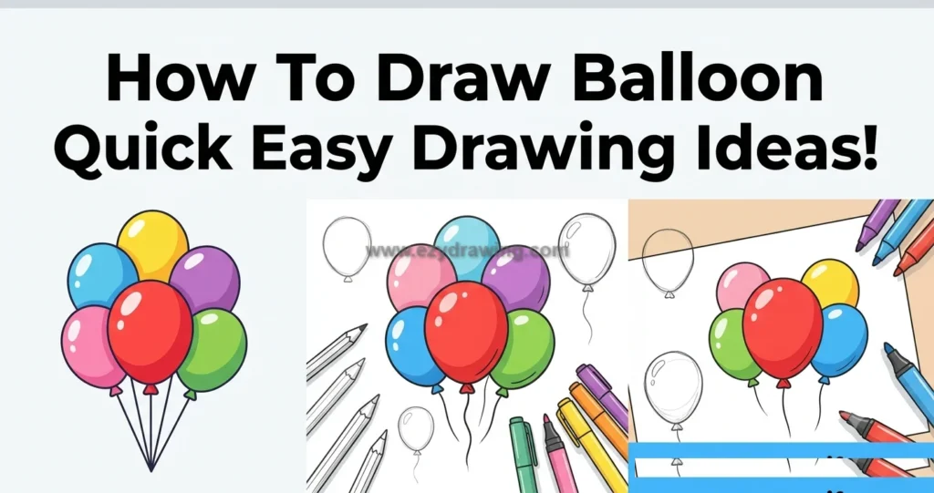 How To Draw Balloon Quick Easy Drawing Ideas 13 How To Draw Balloon pin showing colorful balloon sketches, pencils, markers, and easy drawing ideas for kids and beginners.
