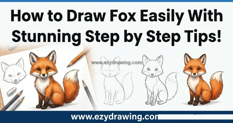 How to draw fox step by step tutorial featuring easy sketch stages, pencils, and a cute realistic fox for beginners.