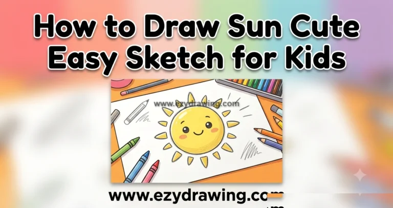 Learn how to draw sun with a cute smiling sketch, colorful pencils, simple rays, and an easy kid-friendly drawing guide.